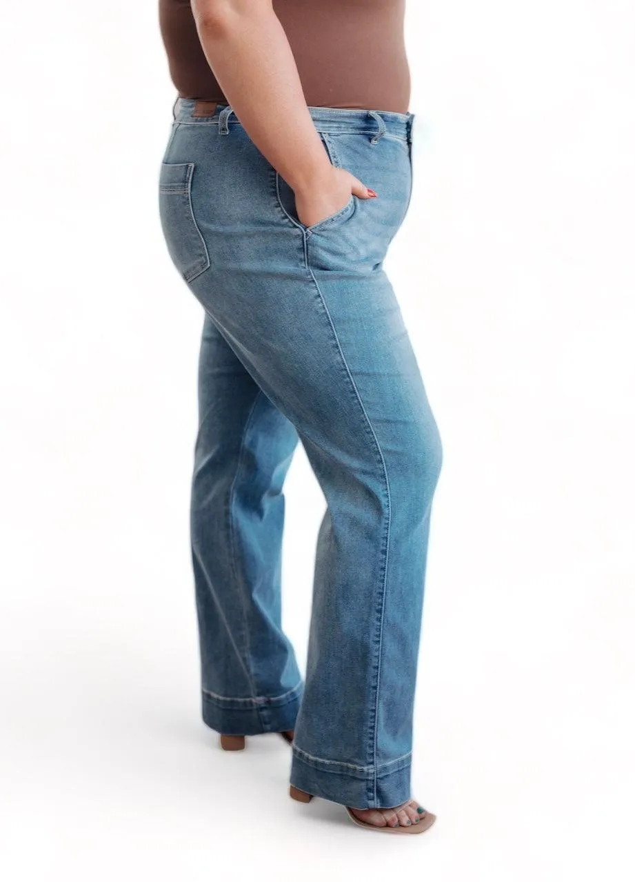 Plus Mid Rise Wide Leg Judy Blue Jeans