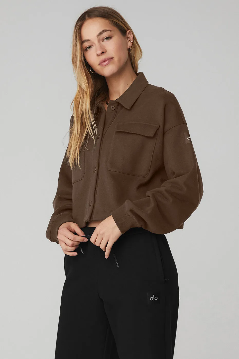Renown Cropped Button-Up Pullover - Espresso