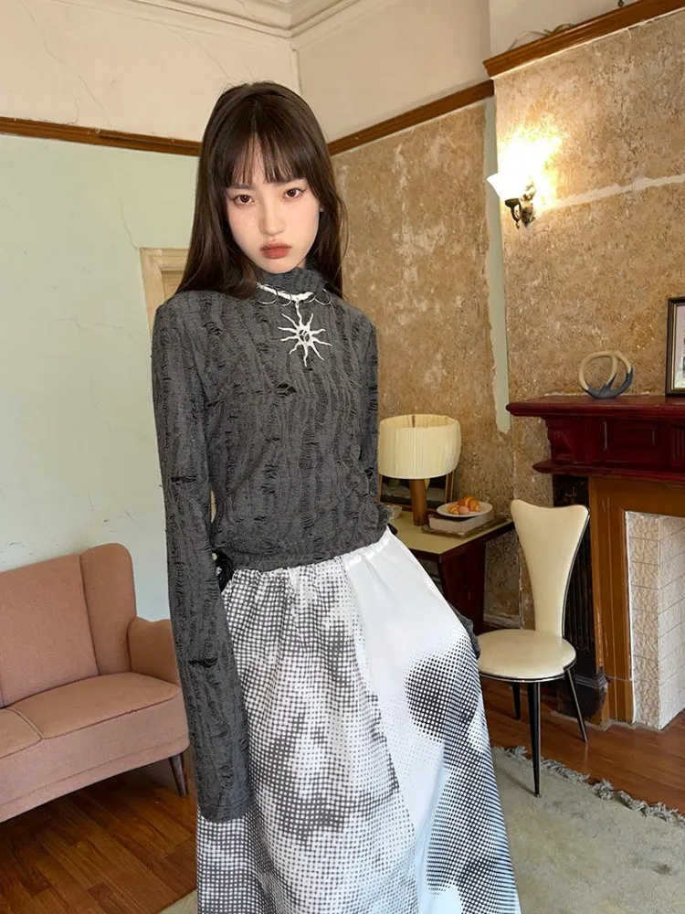Ripped Turtleneck Long Sleeved Bottoming Shirt【s0000003882】