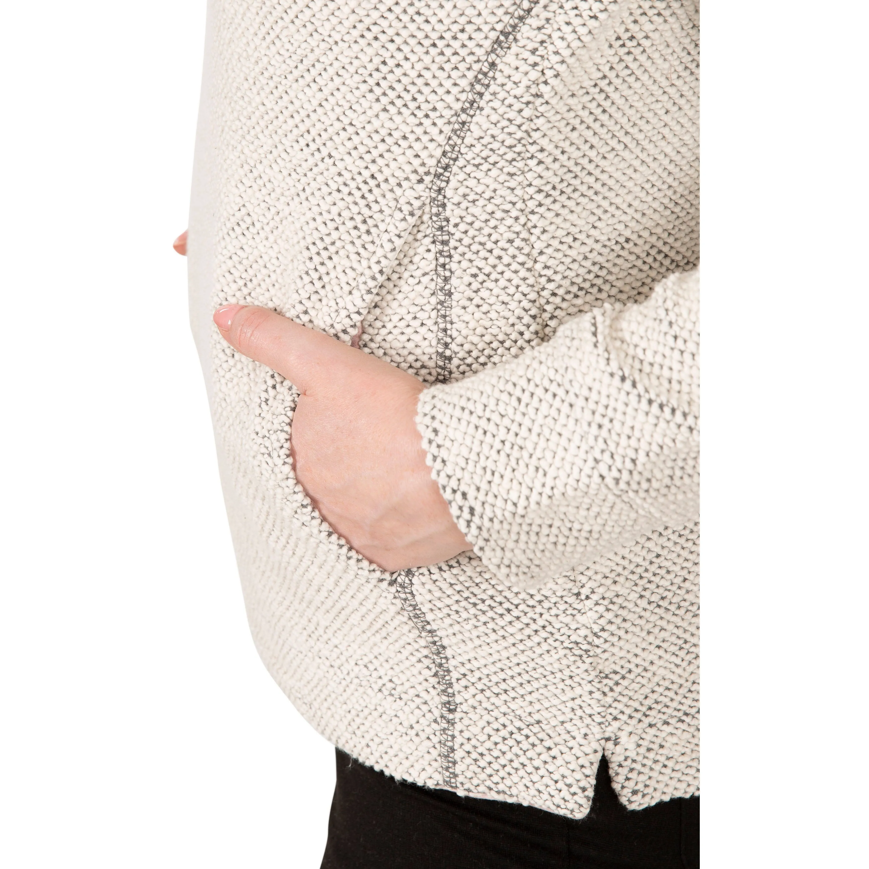Ronette Women's 1/2 Zip Neck Fleece Sweater in Off White