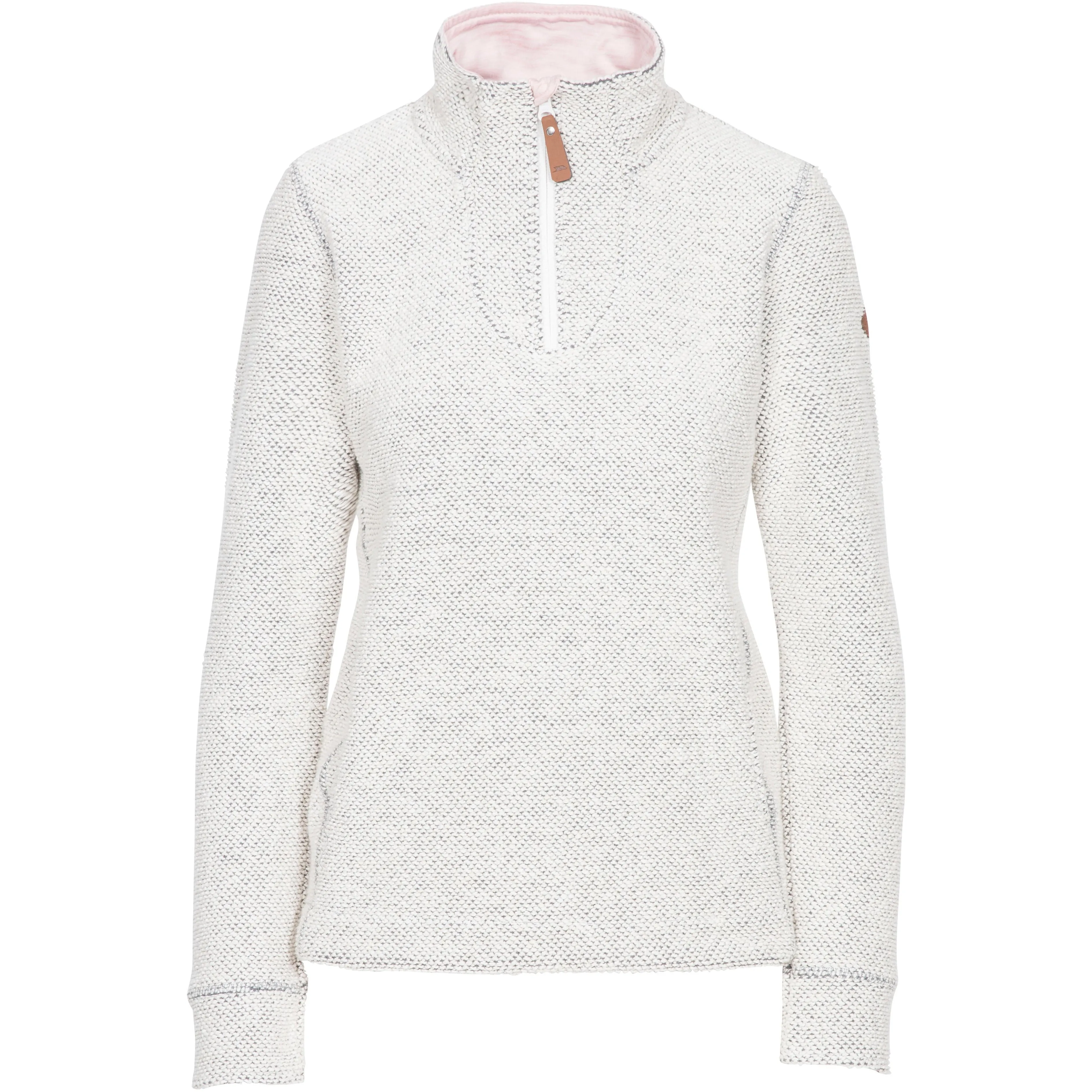 Ronette Women's 1/2 Zip Neck Fleece Sweater in Off White