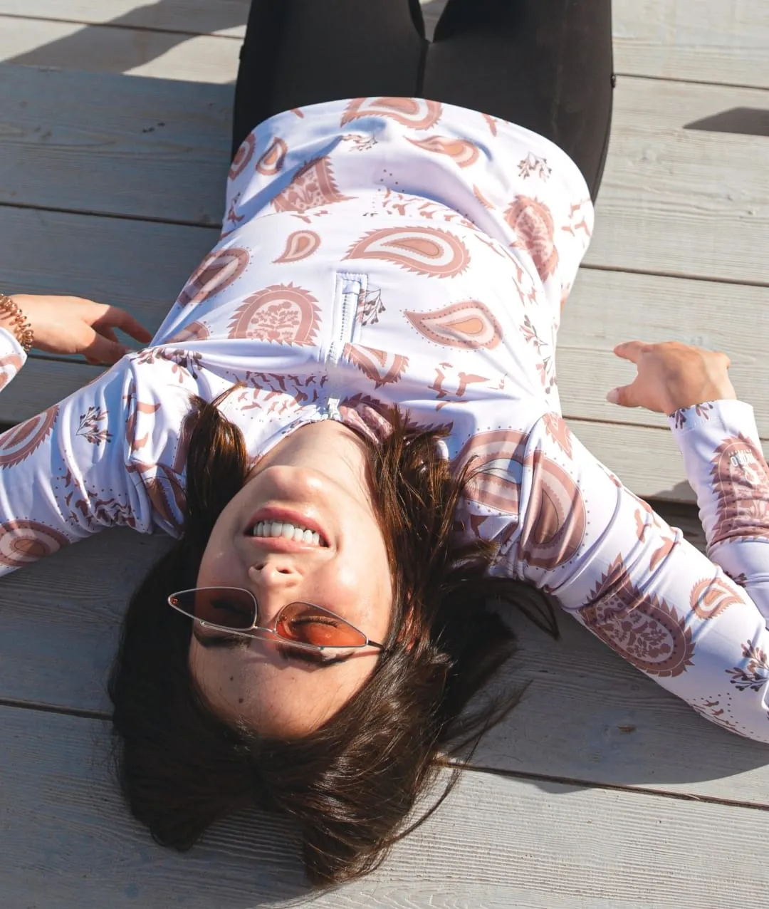 Short Swim Top | Paisley-White