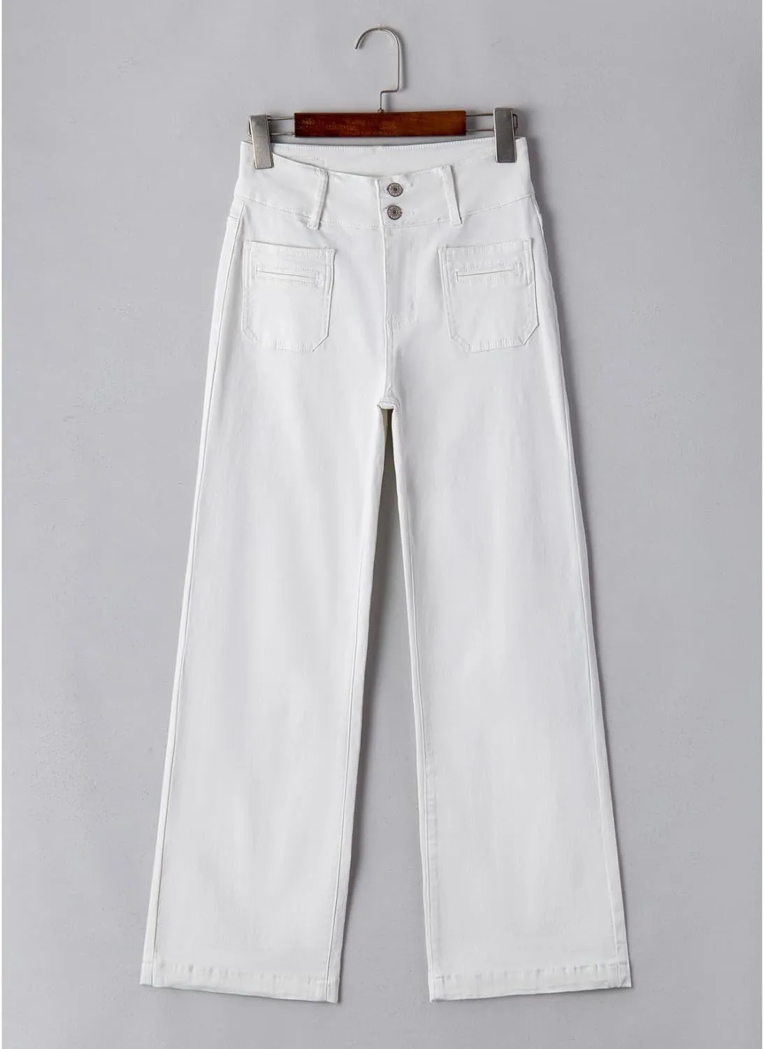 Sidefeel Women's Wide Leg Jeans High Waisted Tummy Control Stretchy Pockets Front Straight Leg Jeans