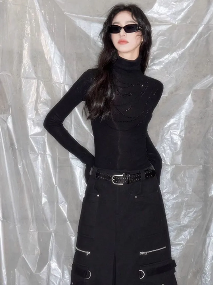 Stacked masonry necklace turtleneck bottoming shirt【s0000005618】