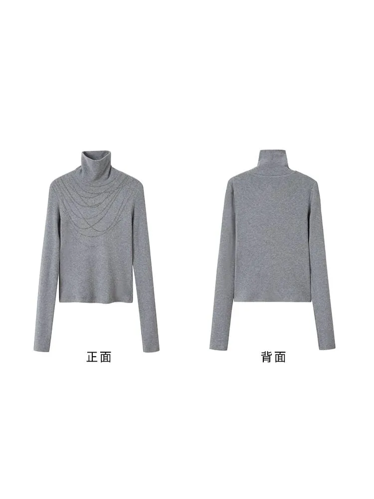 Stacked masonry necklace turtleneck bottoming shirt【s0000005618】
