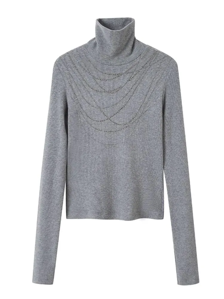 Stacked masonry necklace turtleneck bottoming shirt【s0000005618】