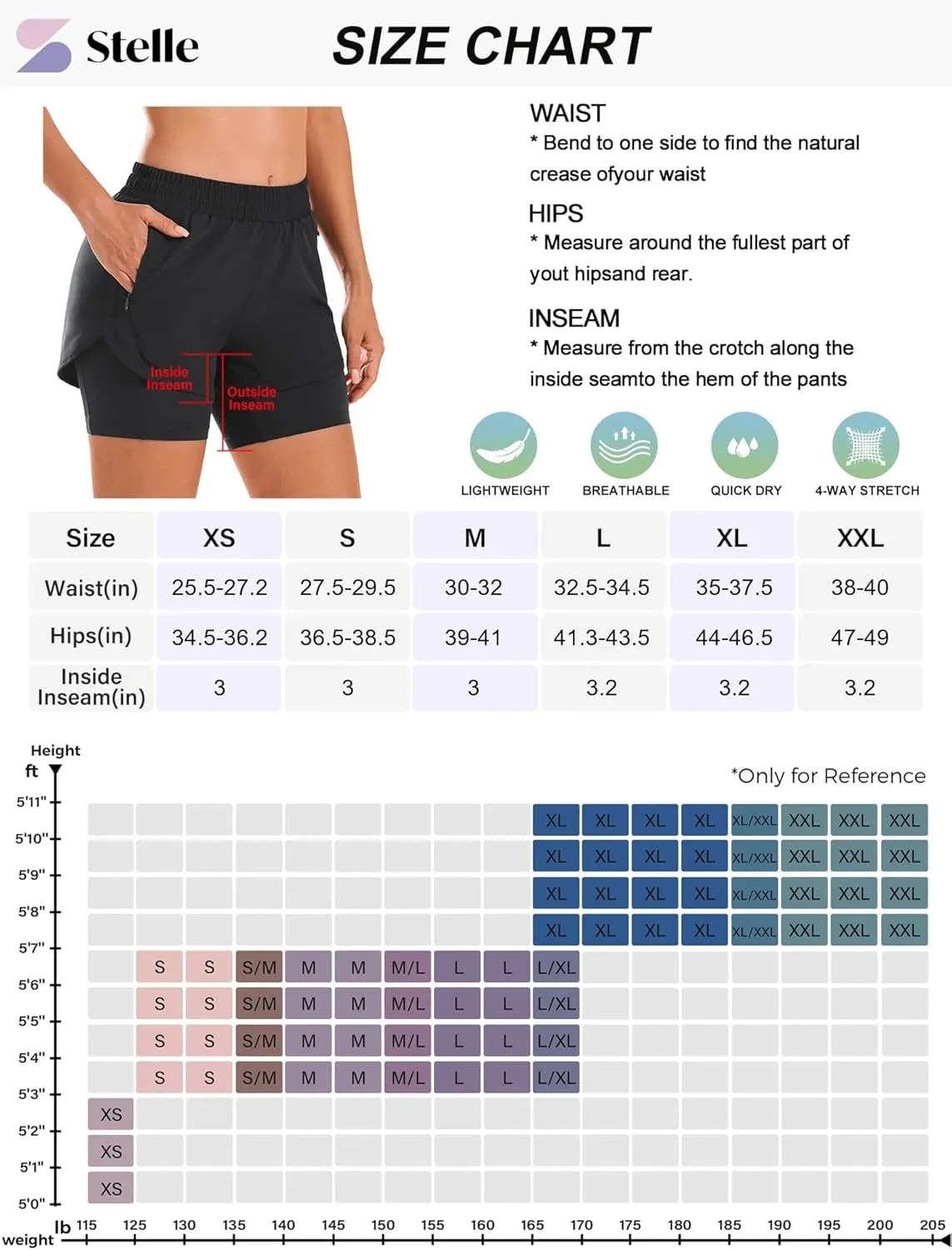 Stelle Women 2 in 1 Running Shorts High Waisted Athletic Shorts Gym Workout Shorts with Liner Zipper Pockets