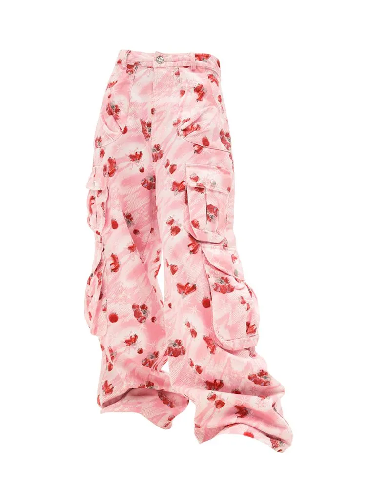 Strawberry Print Jeans Wide Leg【s0000008226】