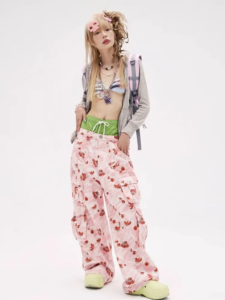 Strawberry Print Jeans Wide Leg【s0000008226】