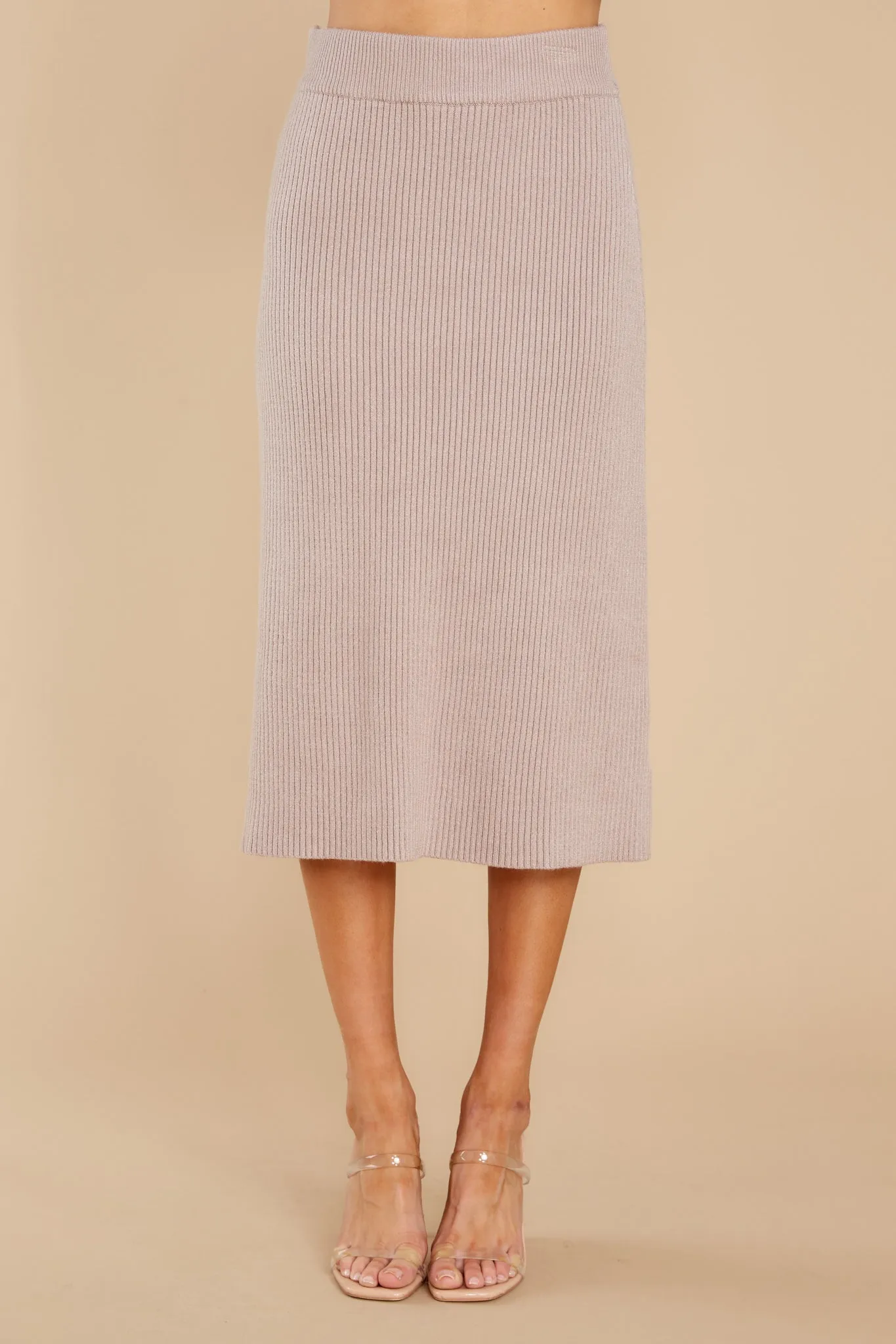 Study Hall Taupe Midi Skirt