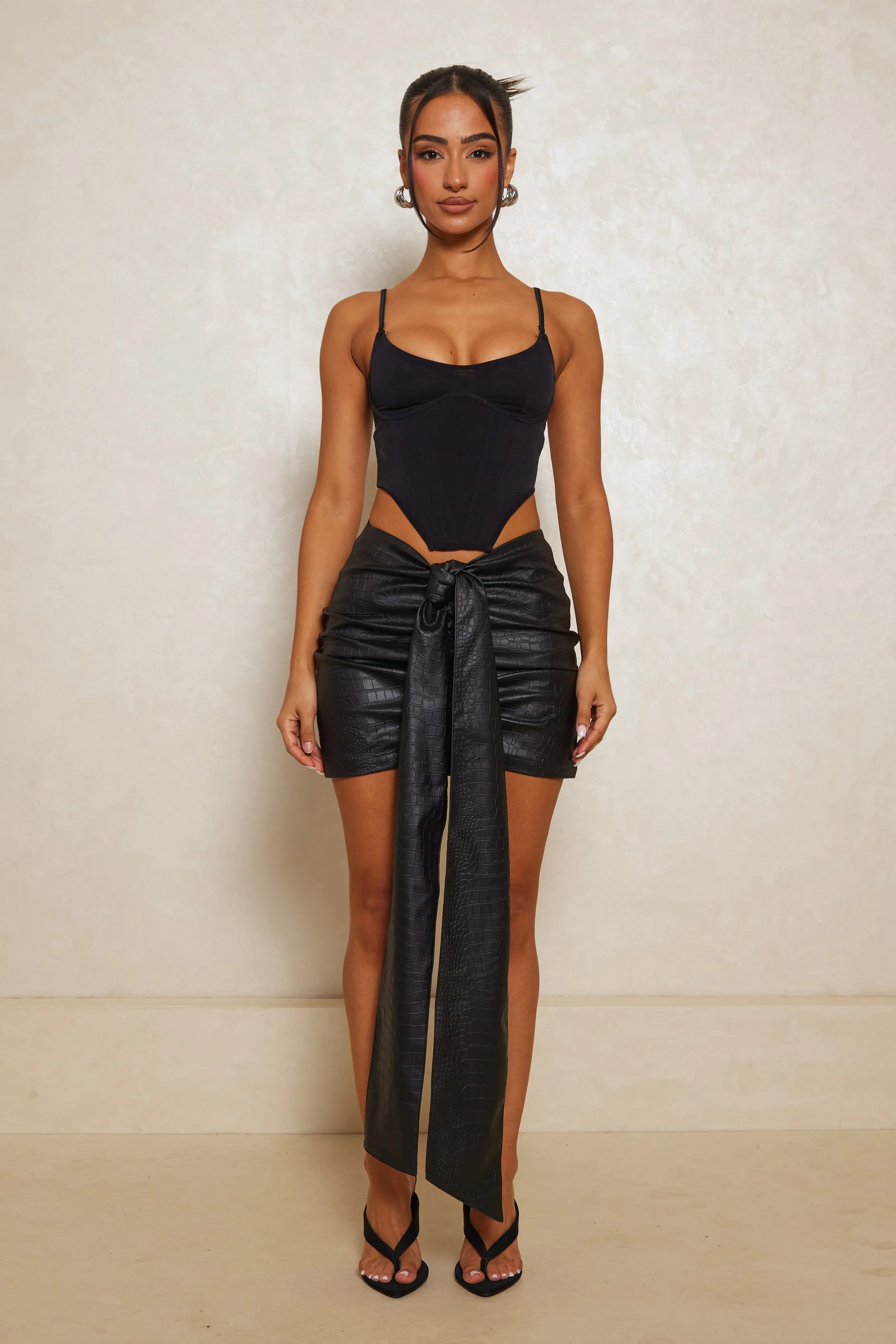 The Croc Leather Skirt - Black