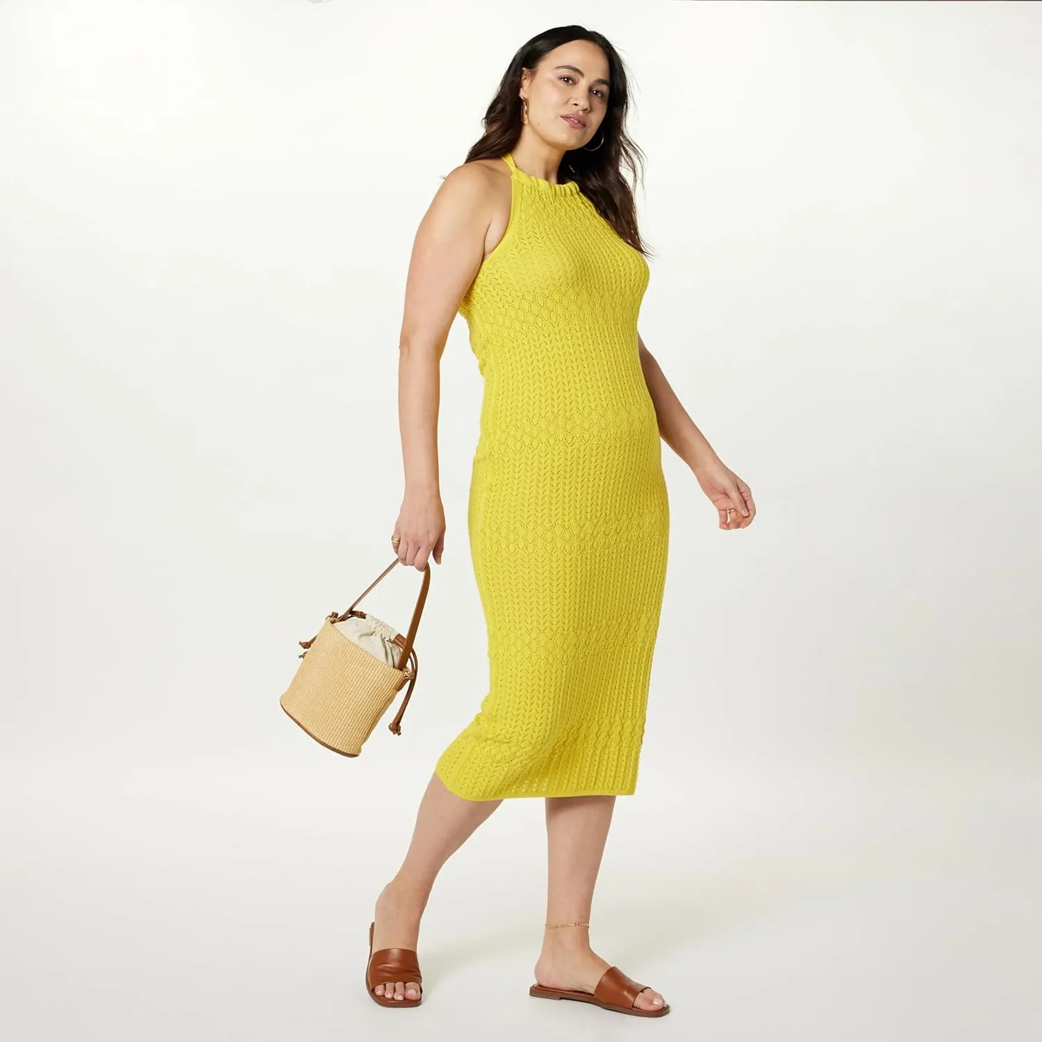 The Drop Women's Jayla Sleeveless Crochet Midi Dress