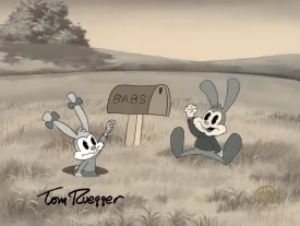 Tiny Toon Adventures Original Production Cel Signed by Tom Ruegger: Babs and Buster