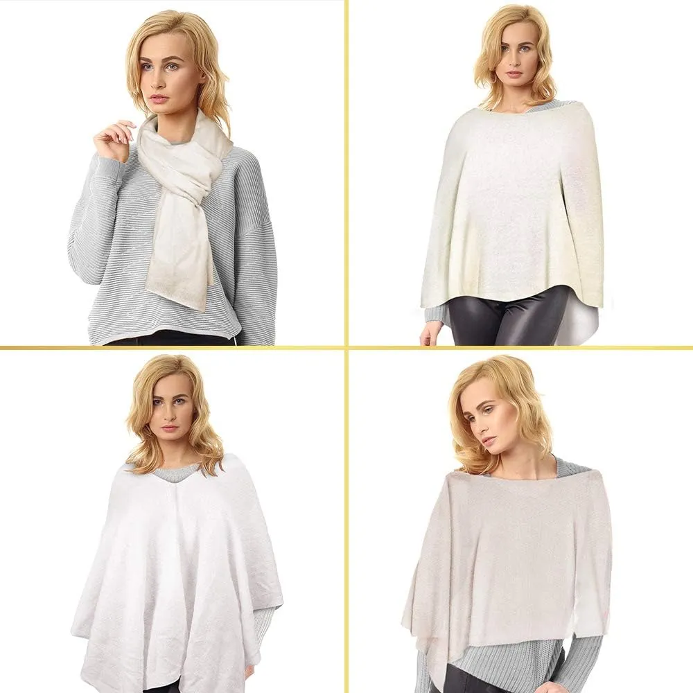 Velanio Cashmere Cashmere Knitted Poncho 100% Mongolian Cashmere Dress Topper for Women Wrap [Gift Box]