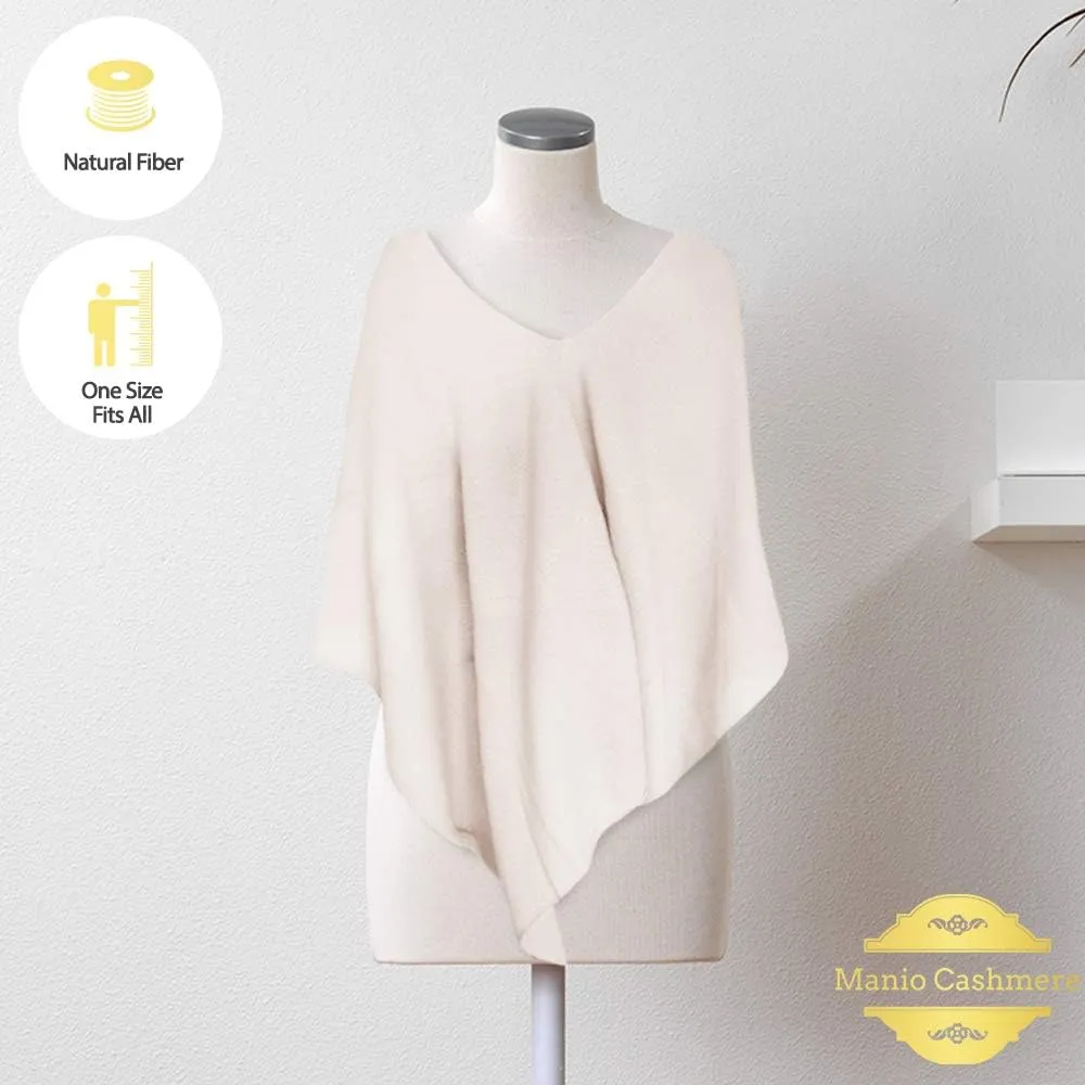 Velanio Cashmere Cashmere Knitted Poncho 100% Mongolian Cashmere Dress Topper for Women Wrap [Gift Box]