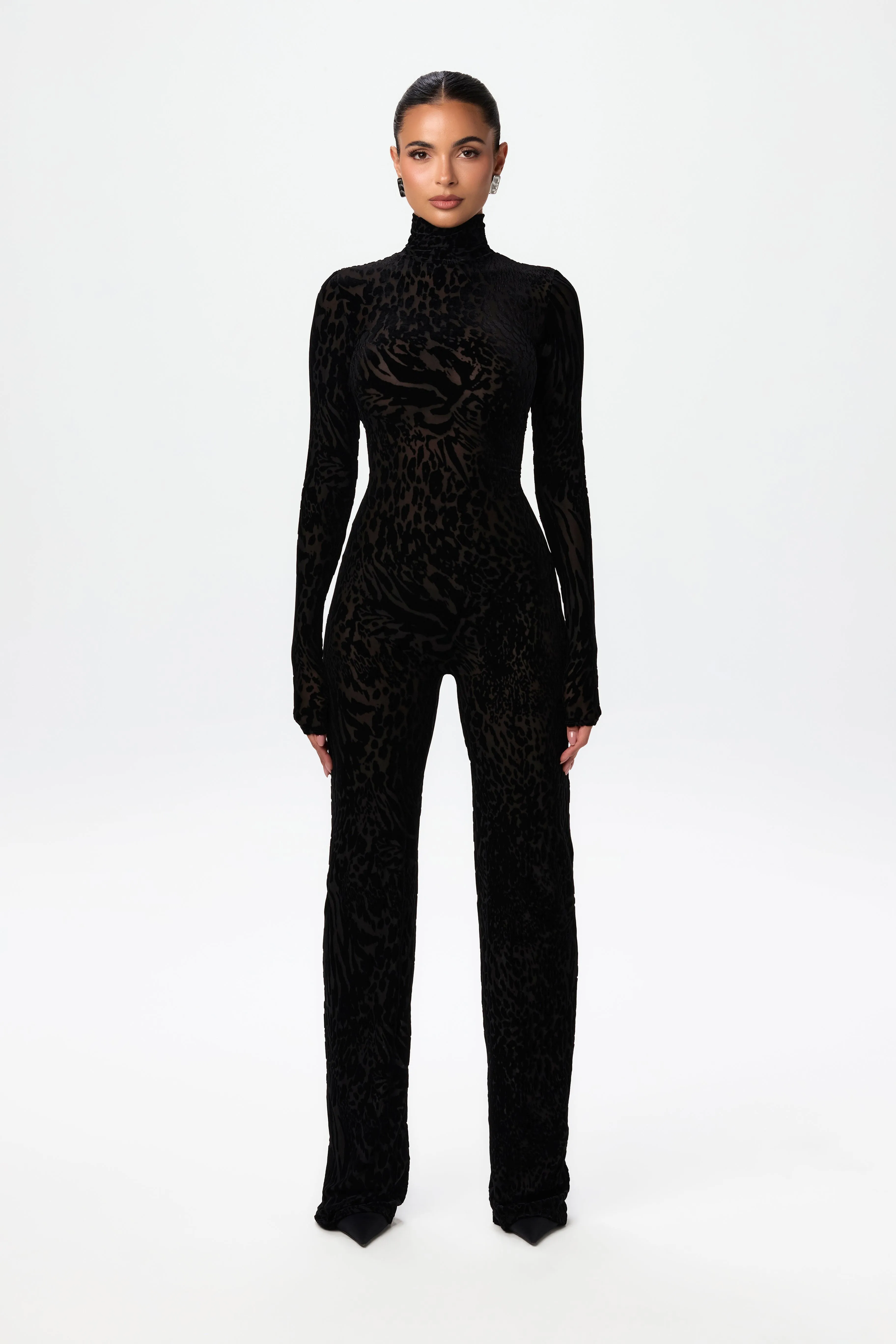 Velvet Burnout Animal Print Jumpsuit