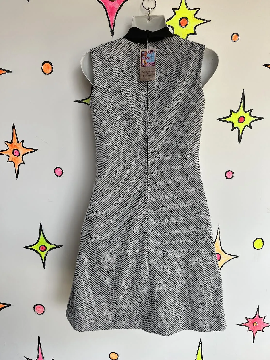 Vintage 60s | Black Mod GoGo Space Age Turtleneck Mini Dress | Size 6/8