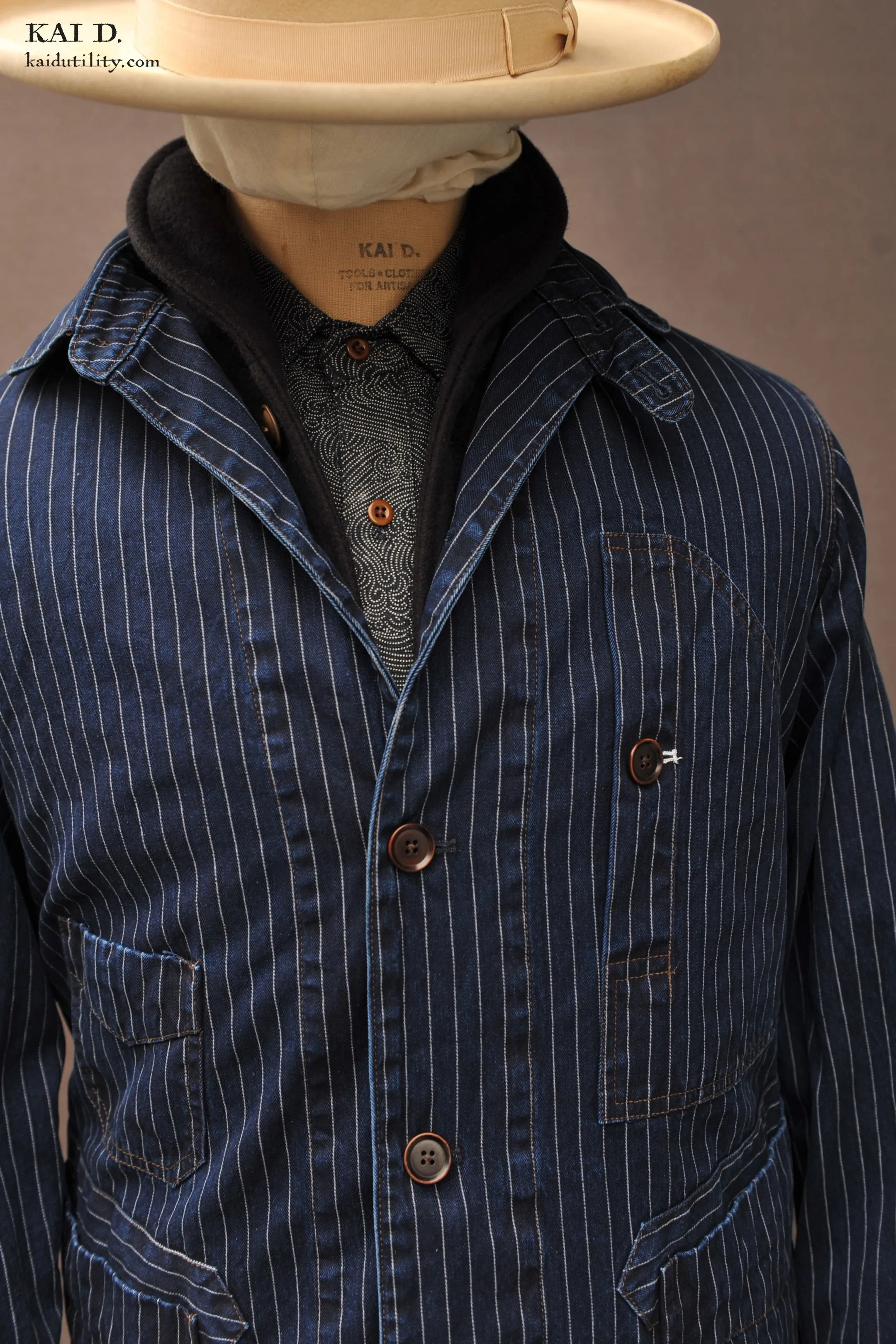 Wabash Stripe Degas Jacket - Deep Indigo - XL