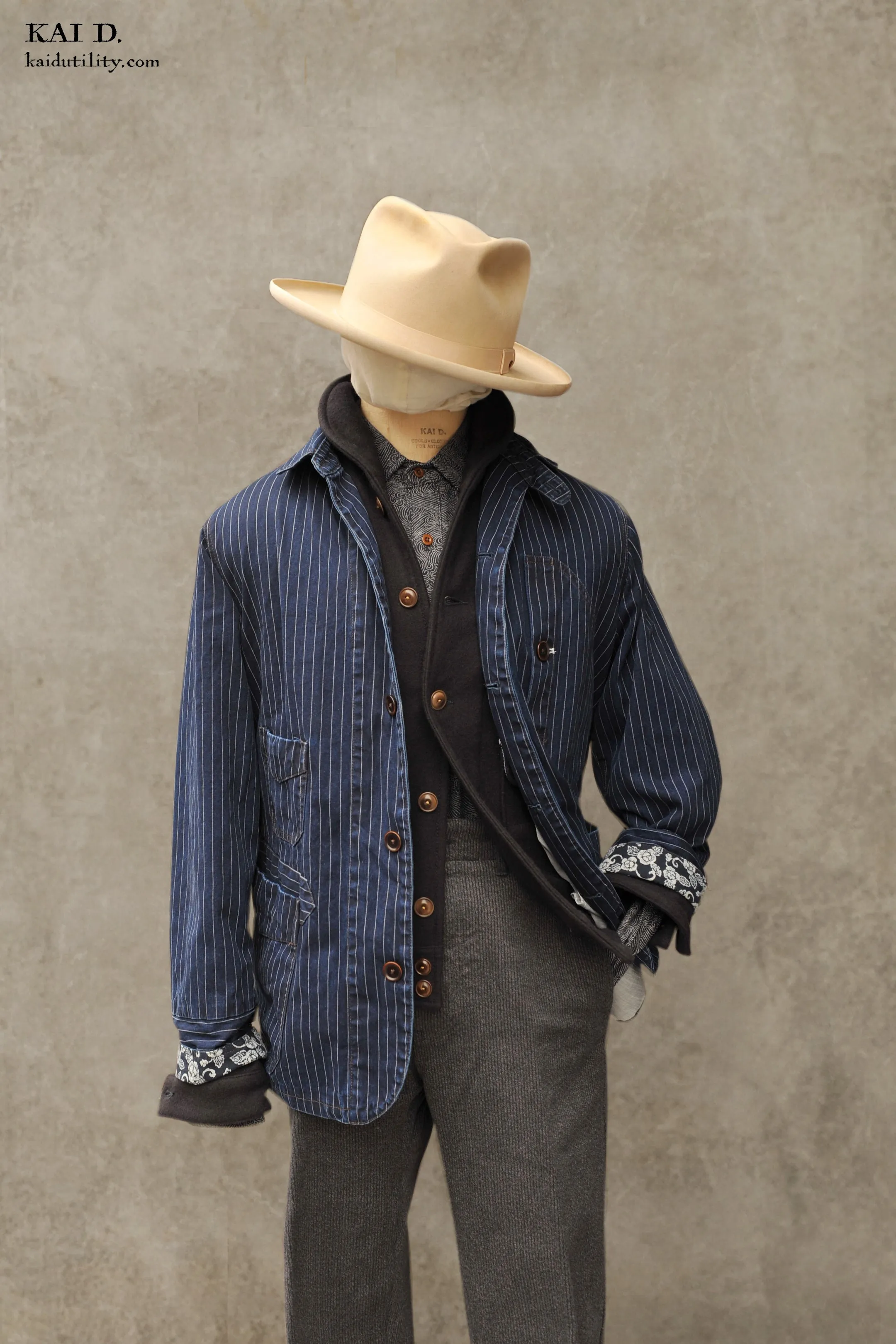 Wabash Stripe Degas Jacket - Deep Indigo - XL