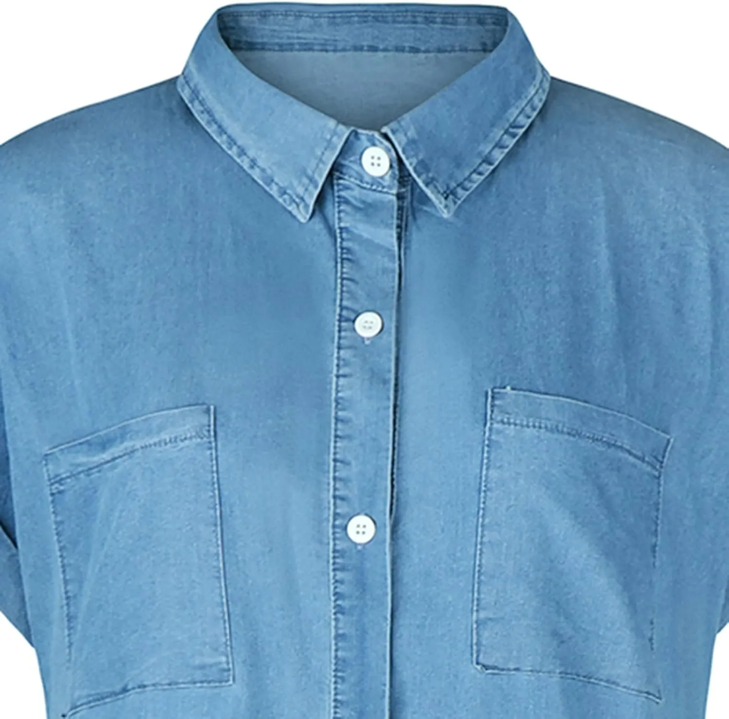 Women Casual Button Down Denim Dress Loose Fit Jean Shirt Dresses Short Sleeve Mini T Shirt Dress with Pockets