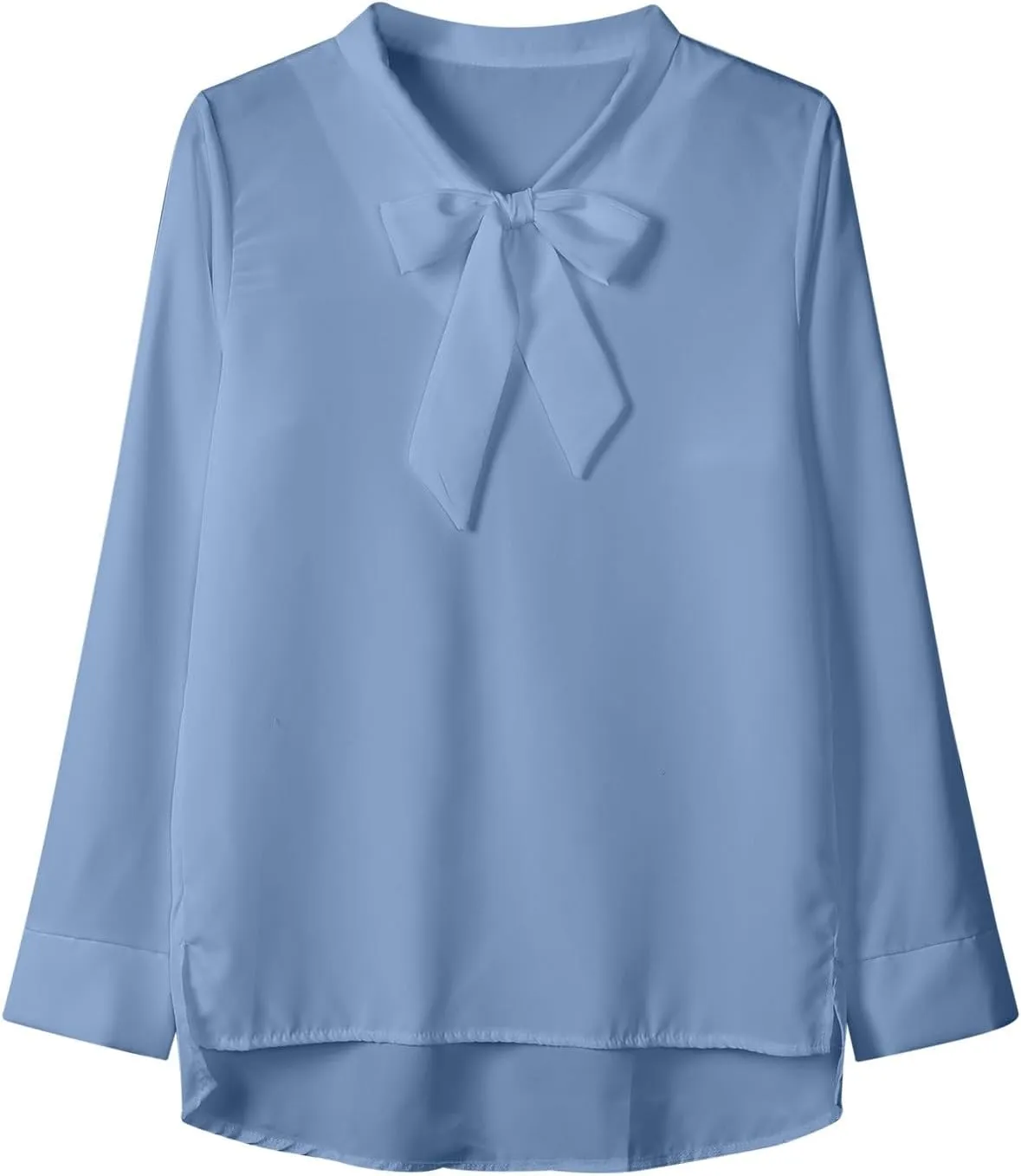 Women's Solid Color Long Sleeve Business Casual Bow Ribbon Blouse Womens Fall Flannel Shirt