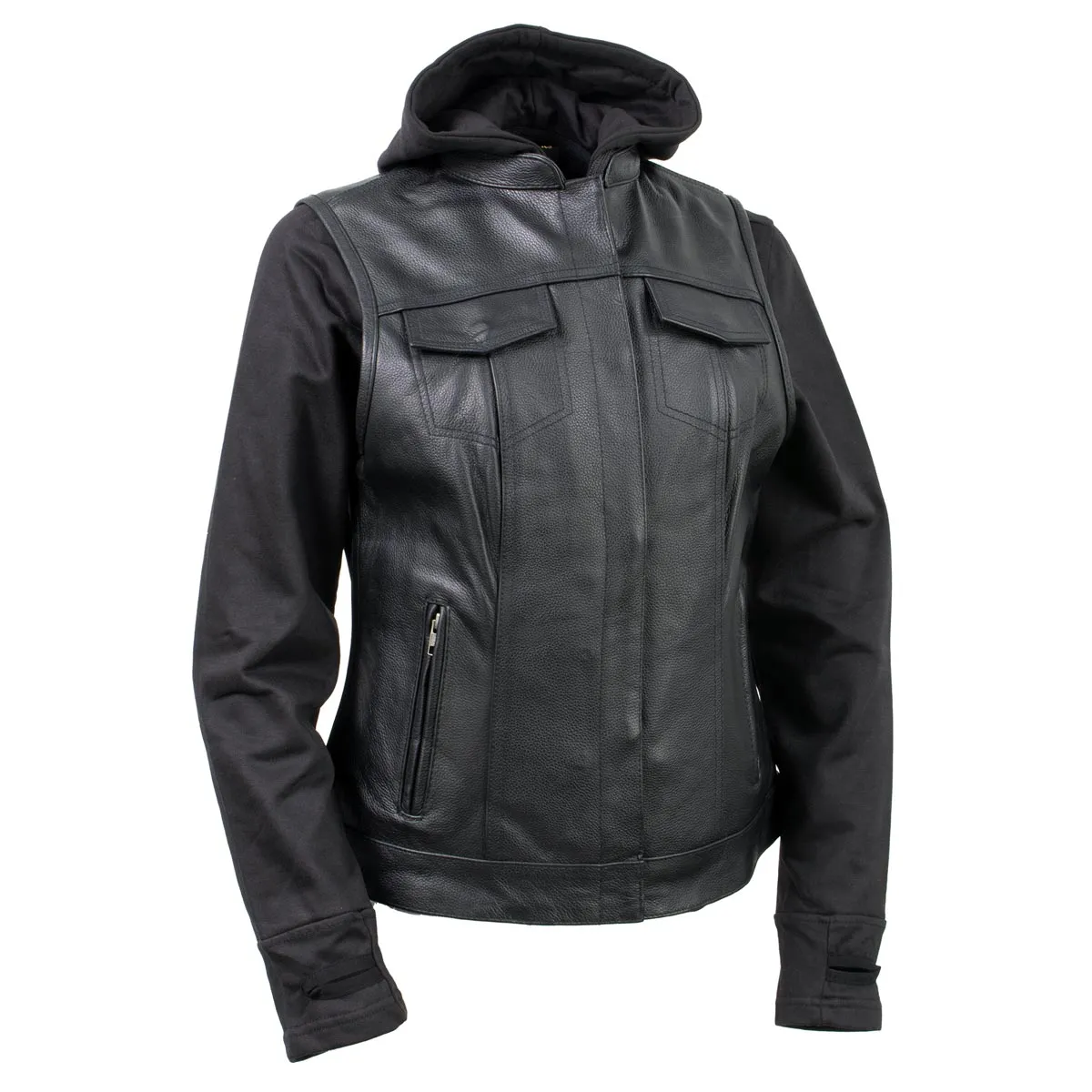 Xelement Gold XS24007 Women's 'Tara' Black Leather Motorcycle Rider 2