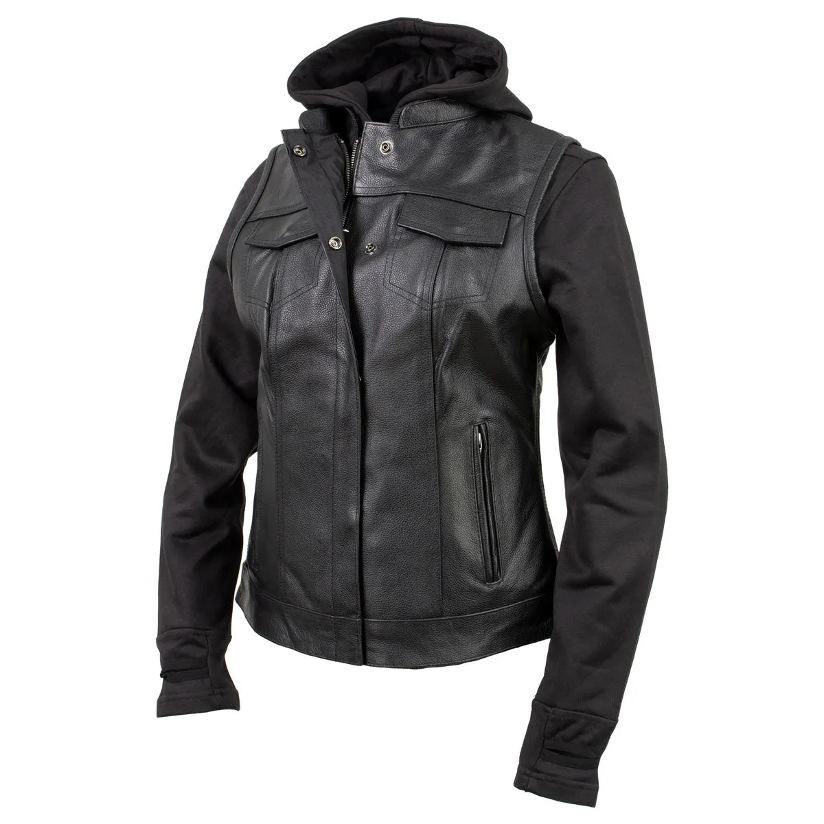 Xelement Gold XS24007 Women's 'Tara' Black Leather Motorcycle Rider 2
