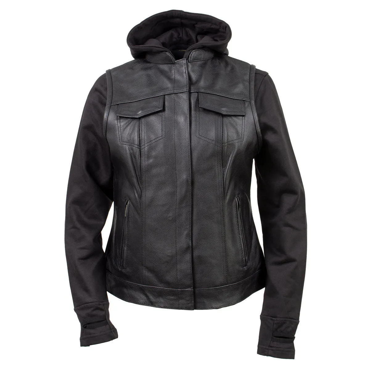 Xelement Gold XS24007 Women's 'Tara' Black Leather Motorcycle Rider 2